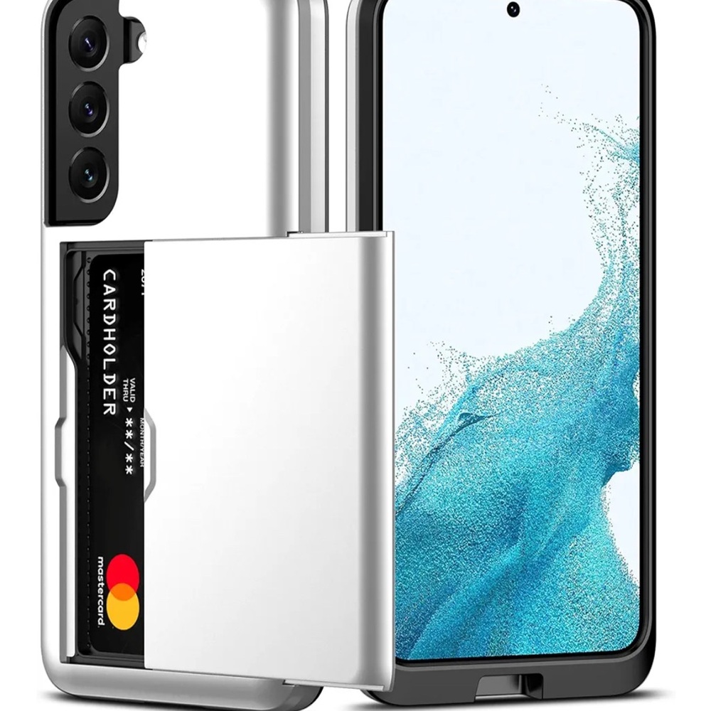 Samsung Silver Protective Case with Card Holder for Galaxy